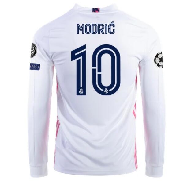 Real Madrid Long Sleeve Home Kit Soccer Jersey LUKA MODRIĆ #10 2020/21